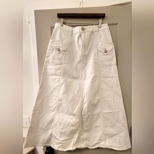 Style J long white denim skirt